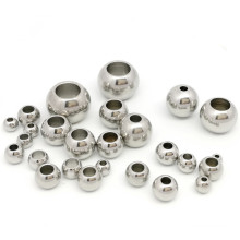 Stainless Steel Spacer Beads European Ball Big Hole Fits for Charm Diy Bracelets Jewelry Making Componenyts